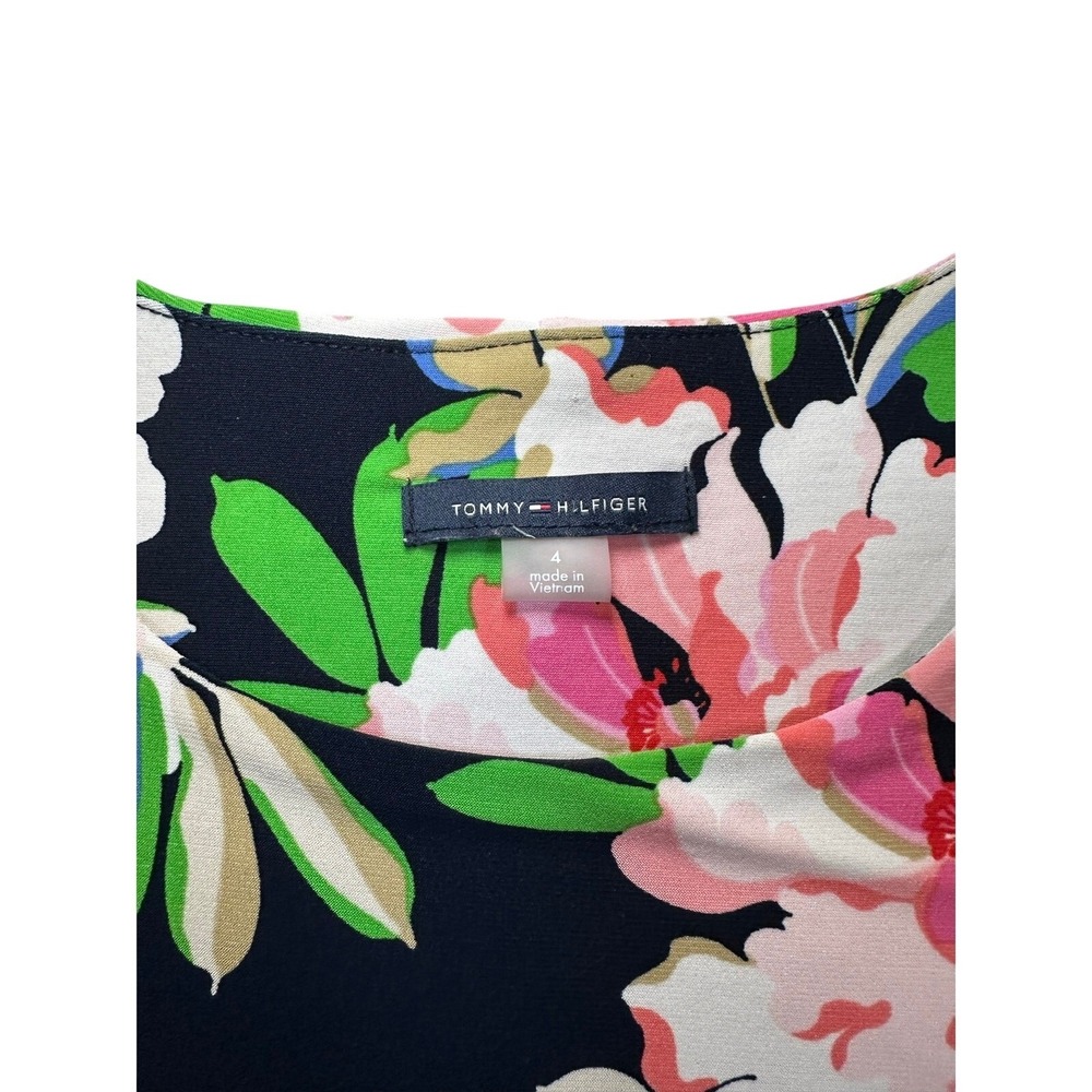 Tommy Hilfiger Floral Sheath Dress Women's Size 4 Navy Pink Sleeveless Stretch - Picture 4 of 8